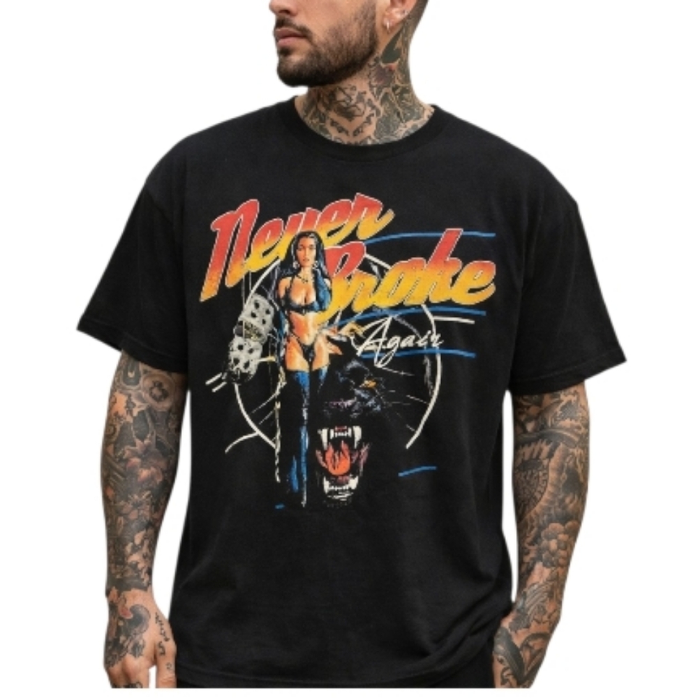 Never Broke Again Mens T-shirt Black Size XL Graphics On Back Baton Rouge‎